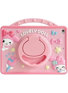 Tablet Case for iPad 10 2022 Model 10.9 Inch Cover,for Kids iPad10th Generation Case with 360° Swivel StandHandle Grip,Shoulder Strap,Shockproof Silicone Cover,3D Cute Cover (Pink02)