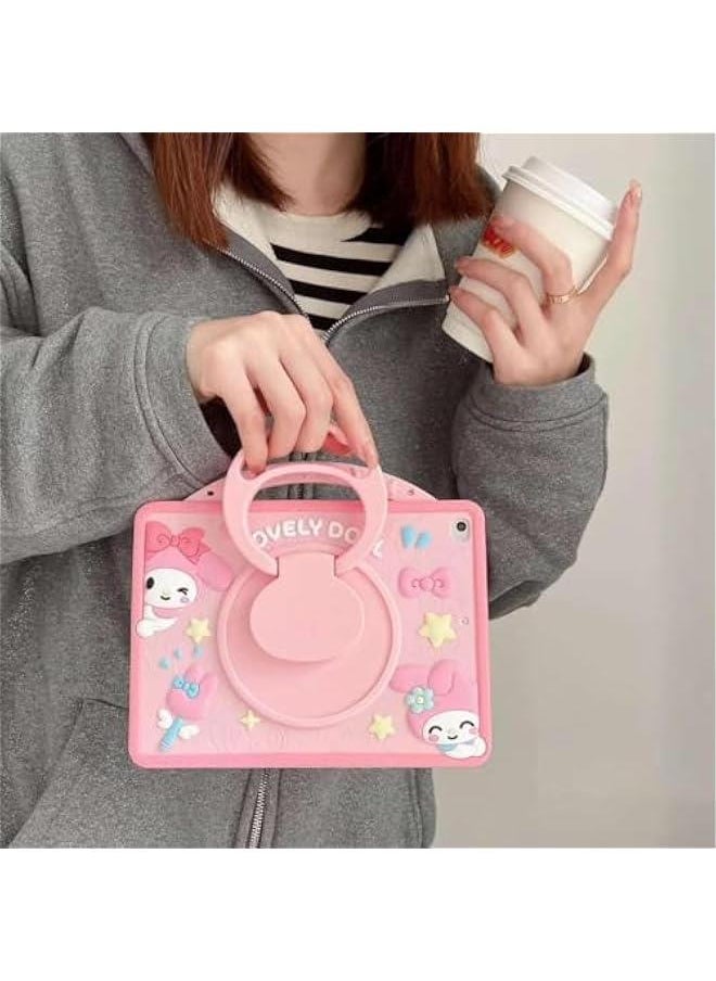 Generic - Tablet Case for iPad 10 2022 Model 10.9 Inch Cover,for Kids iPad10th Generation Case with 360° Swivel StandHandle Grip,Shoulder Strap,Shockproof Silicone Cover,3D Cute Cover (Pink02) - Image 1