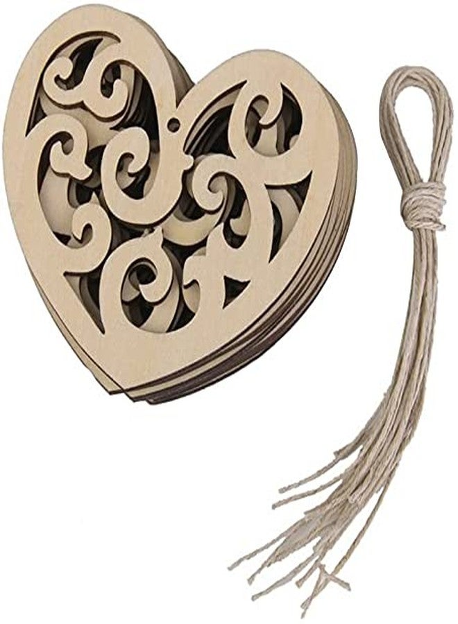 Cliths 3mm Thick Wooden Heart Shaped Wooden Hanging Ornament Decoration with String Heart Design Shapes for Wall Decorative Embellishments (Pack of 10) - Image 3