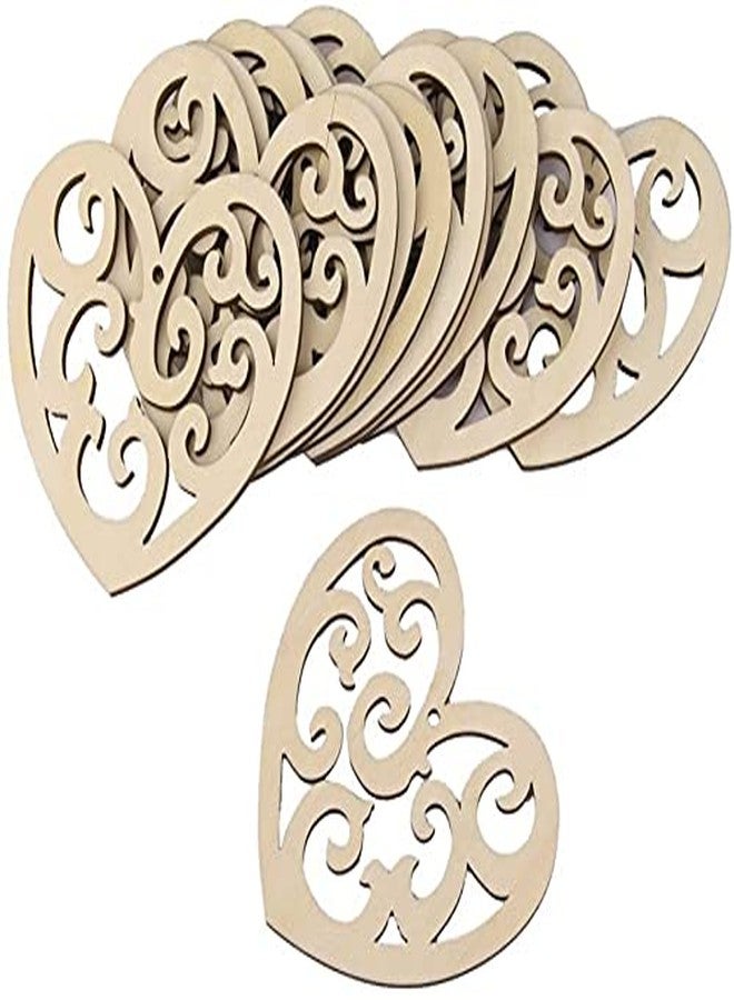Cliths 3mm Thick Wooden Heart Shaped Wooden Hanging Ornament Decoration with String Heart Design Shapes for Wall Decorative Embellishments (Pack of 10) - Image 1