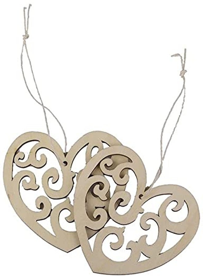 Cliths 3mm Thick Wooden Heart Shaped Wooden Hanging Ornament Decoration with String Heart Design Shapes for Wall Decorative Embellishments (Pack of 10) - Image 2