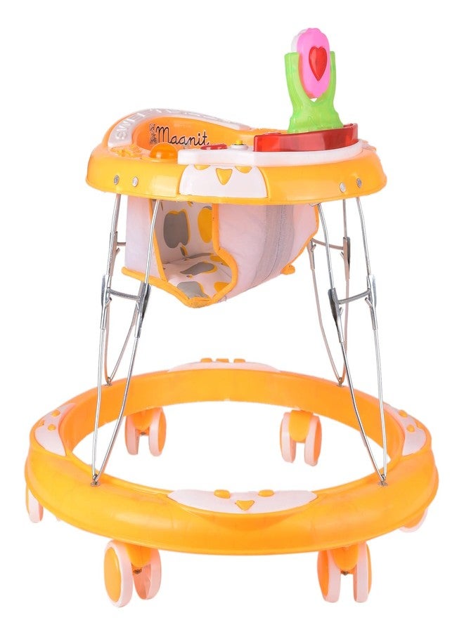 Maanit Walker with Foldable, Cushion Seat | Activity Walker for Baby with Musical Toy Bar | Walker Babyboys Girls (Yellow) - Image 1