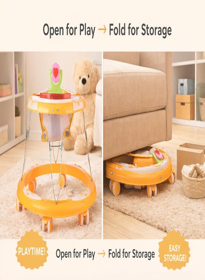 Maanit Walker with Foldable, Cushion Seat | Activity Walker for Baby with Musical Toy Bar | Walker Babyboys Girls (Yellow) - Image 3
