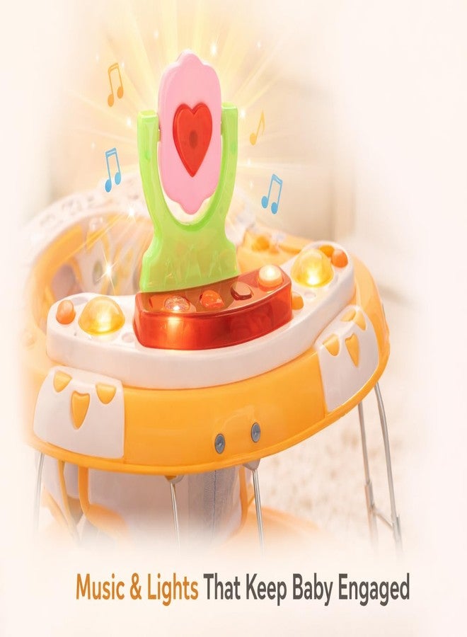 Maanit Walker with Foldable, Cushion Seat | Activity Walker for Baby with Musical Toy Bar | Walker Babyboys Girls (Yellow) - Image 4