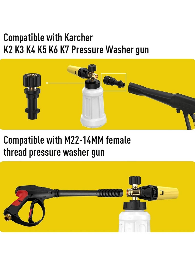 Oasisgalore Snow Foam Lance for Karcher K2 K3 K4 K5 K6 K7 Pressure Washer,1000ML Replacement Foam Cannon Upgraded Connect & Power Thick Foam Dispensal Adjustable Spray Nozzle, High Pressure Car Wash Gun Accessory - Image 5