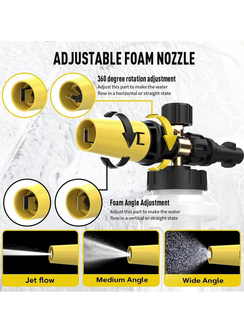 Oasisgalore Snow Foam Lance for Karcher K2 K3 K4 K5 K6 K7 Pressure Washer,1000ML Replacement Foam Cannon Upgraded Connect & Power Thick Foam Dispensal Adjustable Spray Nozzle, High Pressure Car Wash Gun Accessory - Image 3