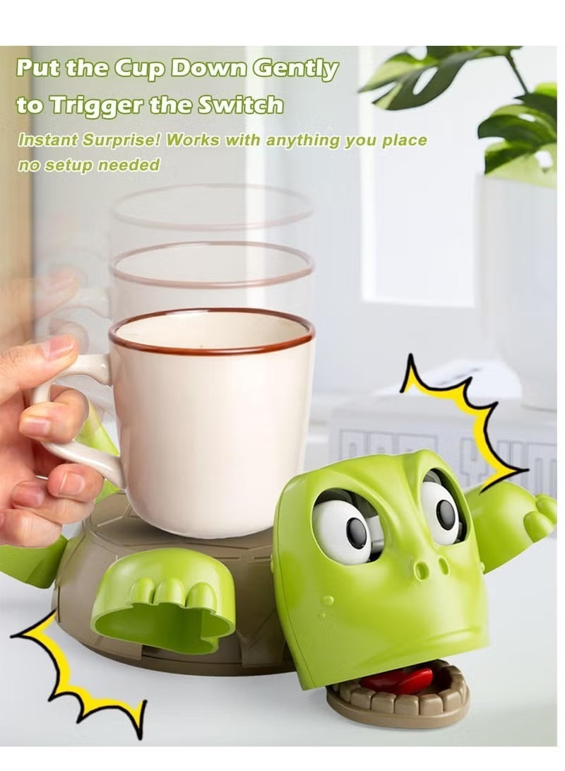 Chabeia Interesting Turtle Coaster, Open-Eyed Turtle Tea Coaster 3D-printed cup holder with liftable arms and expressive face For desks, tables, and home bars Heat resistant, non-slip, stylish, cute（Green） - Image 1