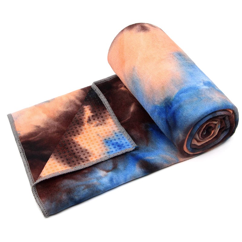Eunzel Yoga TowelHot Yoga Mat Towel with Grip Dots Sweat Absorbent NonSlip for Hot Yoga Pilates and Workout 24 x72 Blue Brown