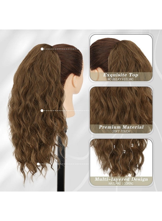 BARSDAR Brown Ponytail Extension 18 In Claw Clip Ponytail Hair Extensions For Women Curly Wavy Multi Layered Synthetic Clip In Ponytail Fake Pony Tail Hairpieces Girls Daily Party Light Brown - Image 3