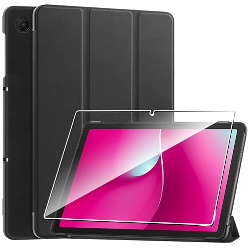 Fhyeugfy Case for T-Mobile REVVL Tab 2 5G,Protective Case with [1 Pack] Tempered Glass Screen Protector, [PU Leather] [Protective Ultra Thin][Stand Function] [Anti Scratch]-Black - Image 1