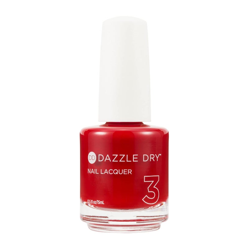 Dazzle Dry Nail Lacquer (Step 3) - Lit - A semi-sheer bright red with blue undertones. Semi-sheer cream. (0.5 fl oz) - Image 1