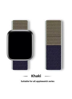 Suitable For Iwatch1-s9 Strap Light Mint/Ocean Blue Nylon Loop Velcro Wristband For Apple Watch Strap-Color:47# Khaki-Specifications:38/40/41mm