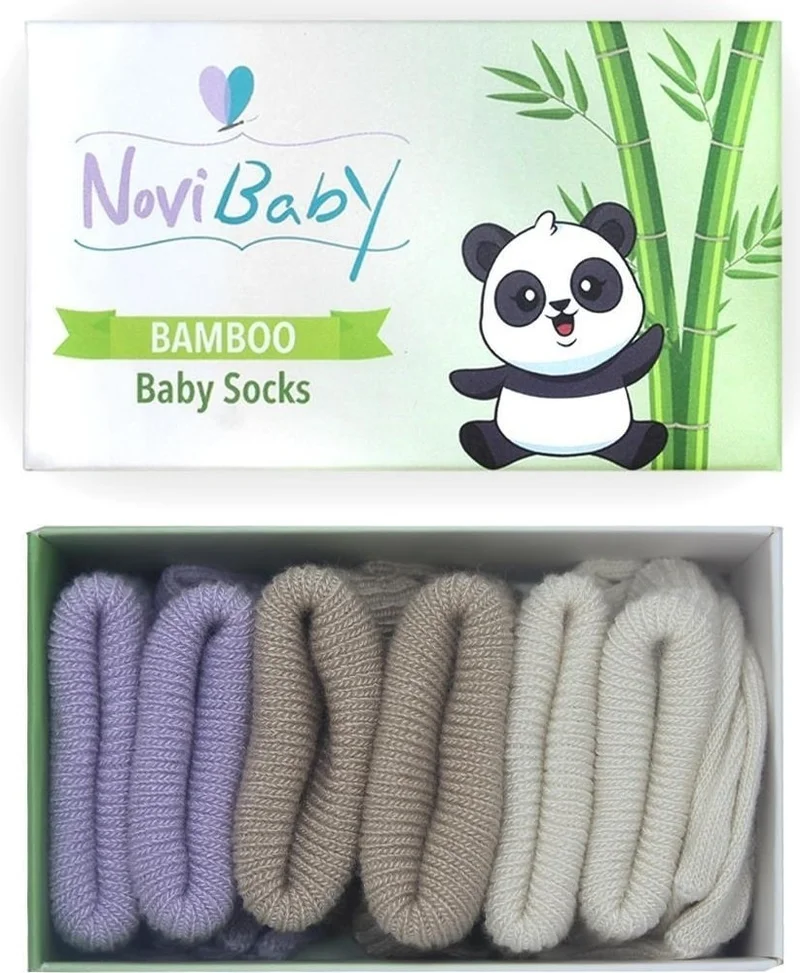 Novibaby 3-Piece Bamboo Newborn Baby Socks Goldies