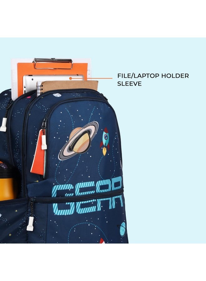 Gear Galaxy 19"/34L Large Water Resistant School Bag/Casual 5 Compartment Backpack/Daypack/Travel 5 Compartment Backpack/Kids Bag for Boys/Girls (Blue-Rust) - Image 4