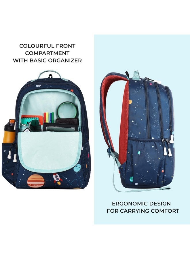 Gear Galaxy 19"/34L Large Water Resistant School Bag/Casual 5 Compartment Backpack/Daypack/Travel 5 Compartment Backpack/Kids Bag for Boys/Girls (Blue-Rust) - Image 3