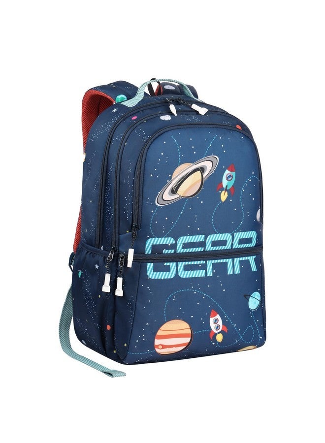 Gear Galaxy 19"/34L Large Water Resistant School Bag/Casual 5 Compartment Backpack/Daypack/Travel 5 Compartment Backpack/Kids Bag for Boys/Girls (Blue-Rust) - Image 1