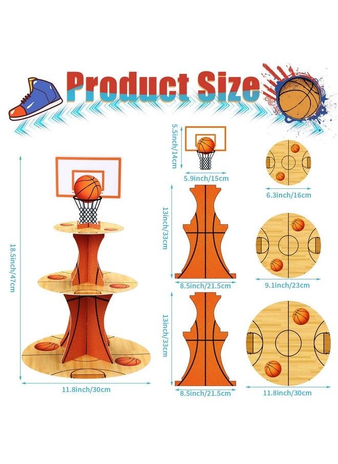 Nuenen - Basketball Theme Party Cupcake Stand Decorations 3 Tier Sports Theme Party Cupcake Tower Basketball Birthday Party Table Decor For Teenagers Basketball Sports Birthday Party Supplies - Image 1