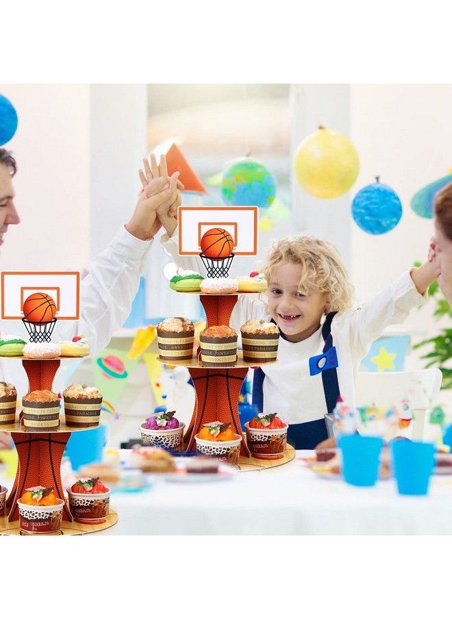 Nuenen - Basketball Theme Party Cupcake Stand Decorations 3 Tier Sports Theme Party Cupcake Tower Basketball Birthday Party Table Decor For Teenagers Basketball Sports Birthday Party Supplies - Image 1