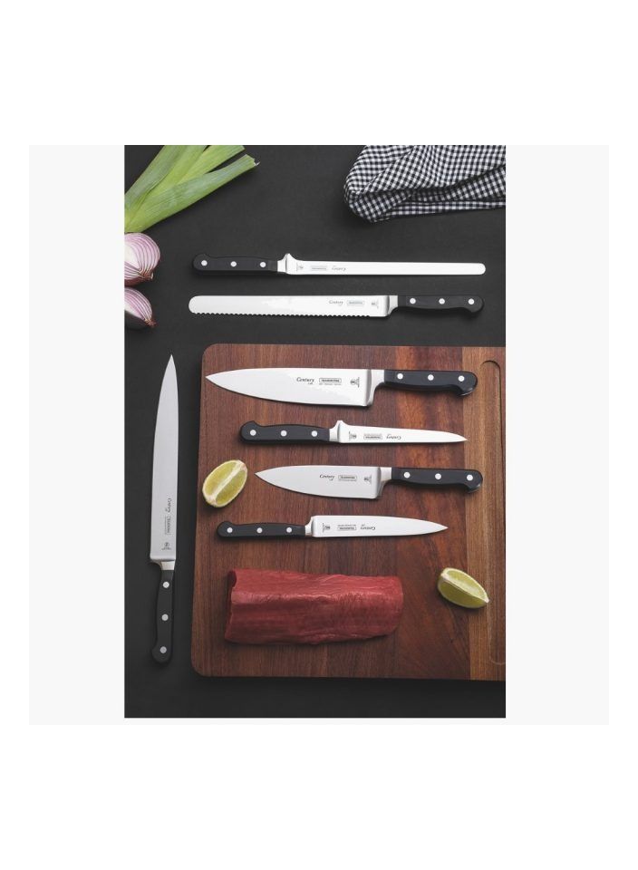 TRAMONTINA Since 1911,Made in Brazil-  Century 8 Inches Utility Knife with Stainless Steel Blade and Black Polycarbonate Handle, - Image 2
