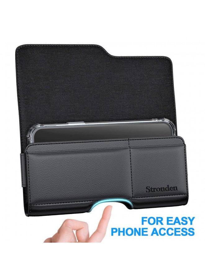 Stronden Stronden Holster for iPhone 16 Plus,15 Plus, 15 Pro Max, 14 Plus, 14 Pro Max, 13 Pro Max, 12 Pro Max, 11 Pro Max, XS Max - Leather Belt Case with Magnetic Closure Pouch (Fits Slim/Regular Case)  - Image 2