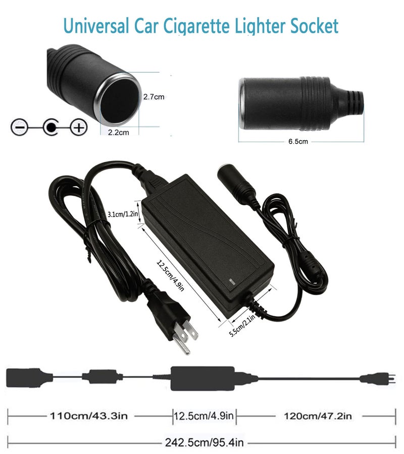 MTYTOT AC to DC Converter 12V 5A 60W Car Cigarette Lighter Adapter AC 100~240V to 12 Volt Power Supply Adapter Car Cigarette Lighter Socket 12v 5a AC/DC Adapter Converter - Image 3