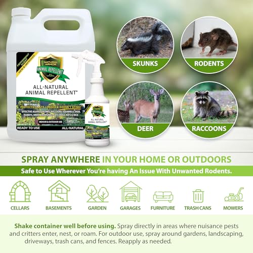 Natural Armor Animal & Rodent Repellent Spray. Repels Skunks, Raccoons, Rats, Mice, Deer Rodents & Critters. Repeller & Deterrent in Powerful Peppermint Formula – 128 Fl Oz Gallon Refill RTU - Image 5