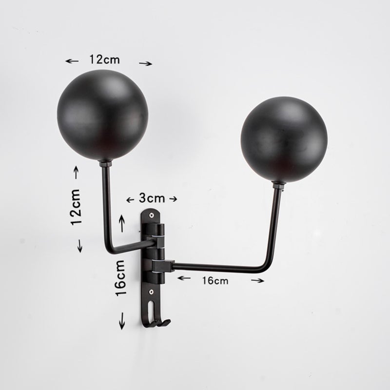 Motorcycle Helmet Rack Black Premium Space Aluminum 180 Degree Rotation - Double Round Ball Design With Hooks Helmet Holder For Garage Corridor Office And Home - Image 4