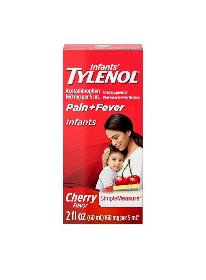 Tylenol Infants Liquid Pain Relief & Fever Medicine, Oral Suspension, Acetaminophen for Sore Throat, Headache & Teething, Pain Reliever & Fever Reducer for Kids; Cherry Flavor, 2 Fl. Oz.; Pack of 1 - Image 1