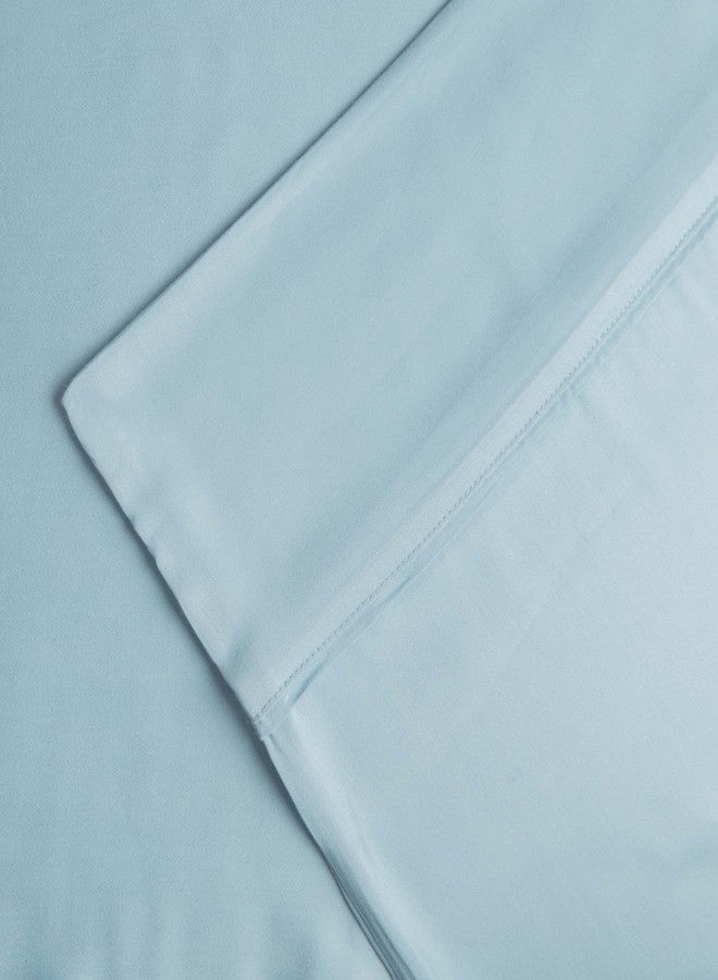 BLUENILEMILLS طقم أغطية وسائد قياسية فائقة النعومة من بلوينيل ميلز، مصنوع من مودال خشب الزان، يسمح بمرور الهواء ومقاوم للتجاعيد، ألياف عالية المتانة، بنقشة سادة، مقاس 20 × 30 بوصة، لون أزرق فاتح، قطعتان. - Image 2