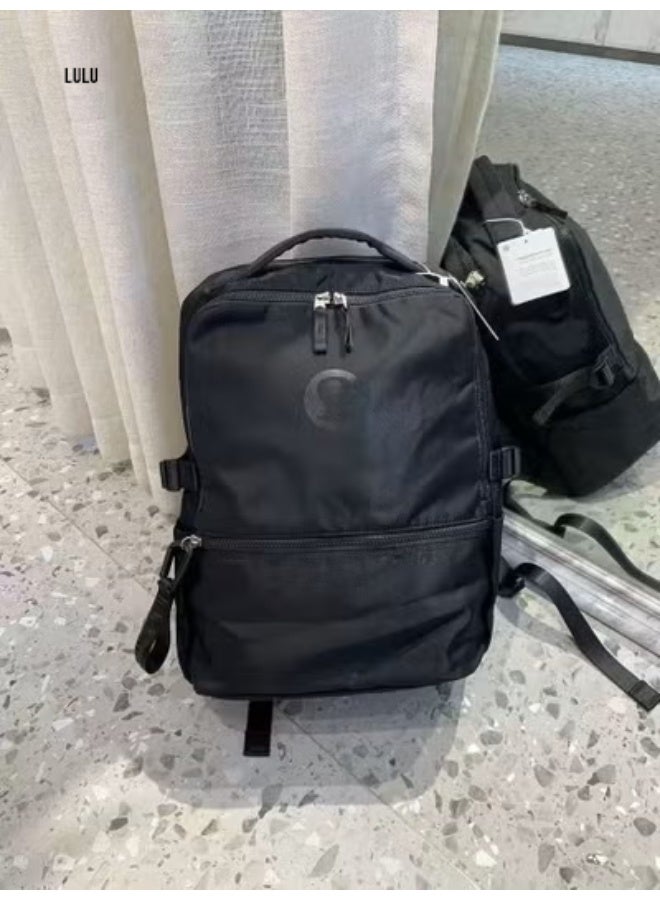 lulu New Crew 22L Backpack - Lightweight Water-Resistant Nylon, 16-Inch Laptop Compartment, Multi-Compartment Organization for Commuting Travel Fitness