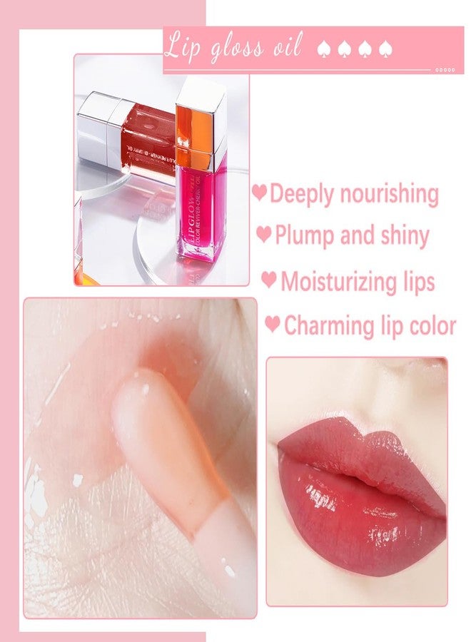 Aaiffey 2 Colors Hydrating Plumping Lip Glow Oil,Moisturizing Lip Oil Gloss Transparent Glossy Lip Gloss Primer Lip Tint for Lip Care and Dry Lip (E176) (006#+020#) - Image 4