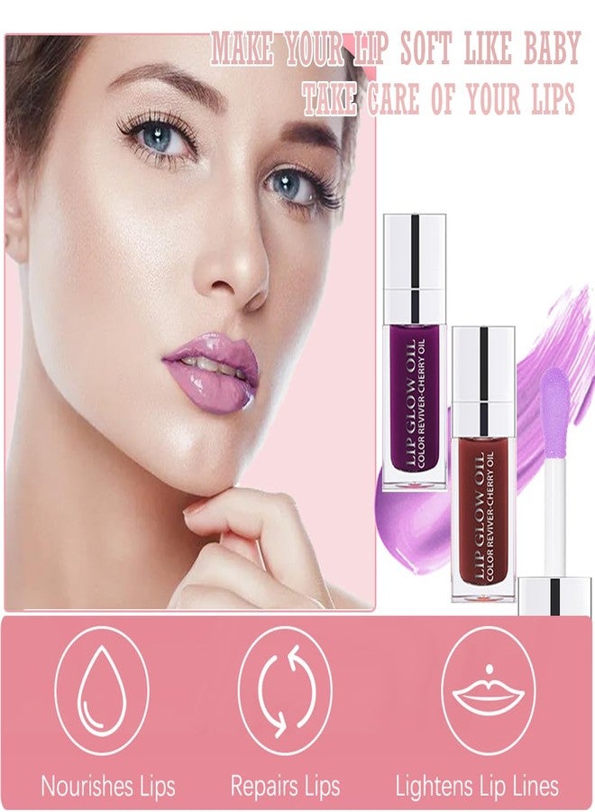 Aaiffey 2 Colors Hydrating Plumping Lip Glow Oil,Moisturizing Lip Oil Gloss Transparent Glossy Lip Gloss Primer Lip Tint for Lip Care and Dry Lip (E176) (006#+020#) - Image 3