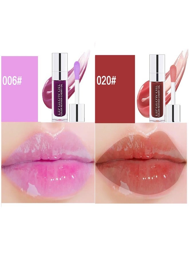 Aaiffey 2 Colors Hydrating Plumping Lip Glow Oil,Moisturizing Lip Oil Gloss Transparent Glossy Lip Gloss Primer Lip Tint for Lip Care and Dry Lip (E176) (006#+020#) - Image 2
