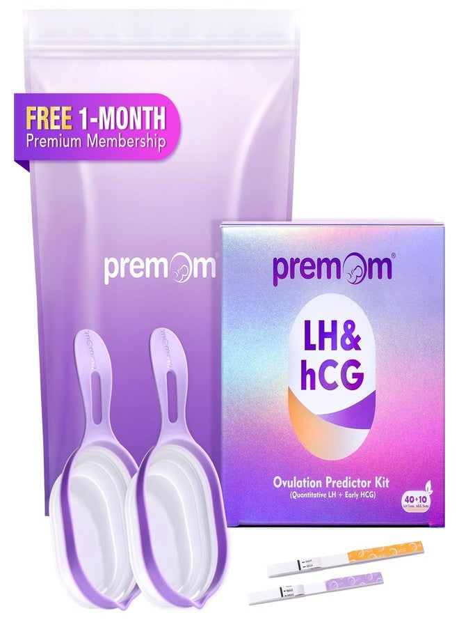Premom Quantitative Ovulation & Pregnancy Test Kit: 40 LH Strips + 10 HCG Strips + 2 Reusable Urine Cups | at-Home Fertility Test for Women | Smart Digital Ovulation Reader App - Image 1