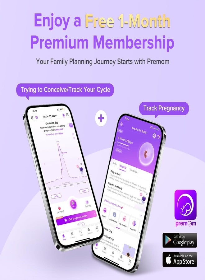 Premom Quantitative Ovulation & Pregnancy Test Kit: 40 LH Strips + 10 HCG Strips + 2 Reusable Urine Cups | at-Home Fertility Test for Women | Smart Digital Ovulation Reader App - Image 2