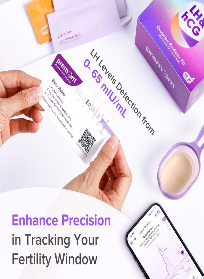 Premom Quantitative Ovulation & Pregnancy Test Kit: 40 LH Strips + 10 HCG Strips + 2 Reusable Urine Cups | at-Home Fertility Test for Women | Smart Digital Ovulation Reader App - Image 4