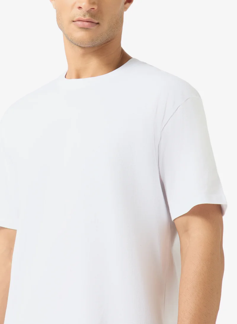 JACK & JONES Bright White Casual Crew Neck Regular Fit T-Shirt for Men | Best Price UAE