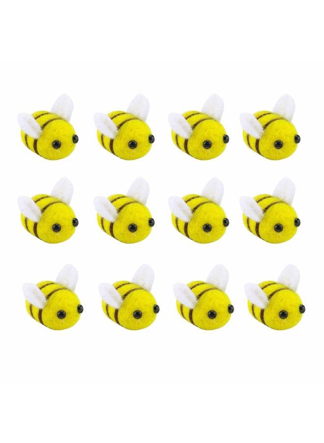Prudance 12 Piece Wool Felt Bees Cute Bee Craft Ball Supplies for Baby Shower Children Party Nursery Tent Home Decoration DIY Crafts Toys - Image 1