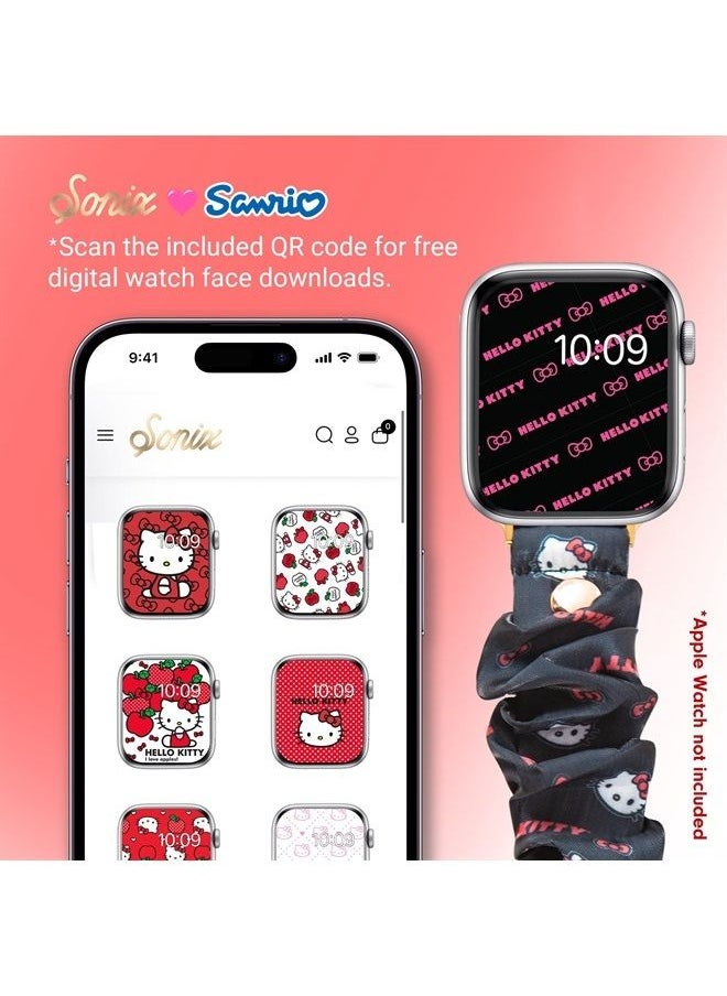 Sonix - x Sanrio Scrunchie Watch Band Compatible with ﻿Apple Watch 41mm/40mm/38 mm - Classic Hello Kitty (Black) - Image 1