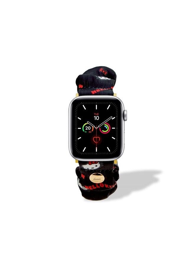 Sonix - x Sanrio Scrunchie Watch Band Compatible with ﻿Apple Watch 41mm/40mm/38 mm - Classic Hello Kitty (Black) - Image 1