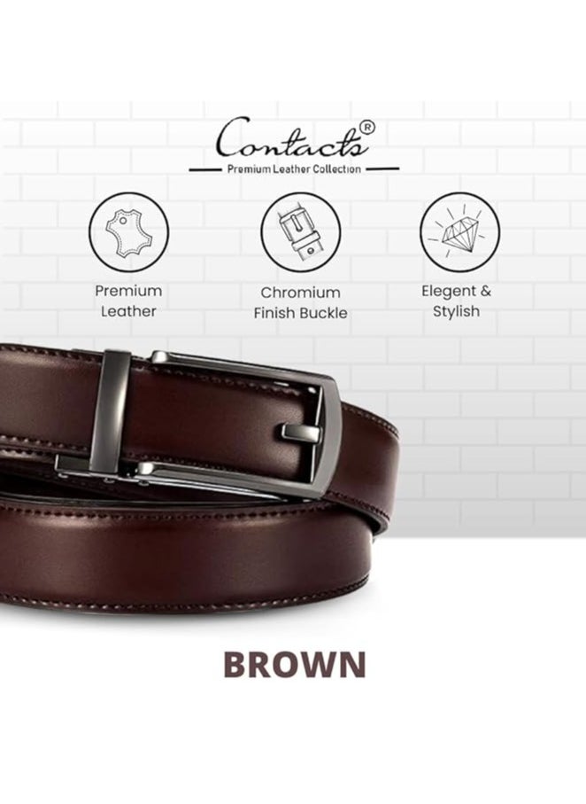 CONTACTS Genuine Leather Belt for Men with Easier Adjustable Autolock Buckle Micro Adjustable Belt Fit Everywhere  Formal and Casual  Elegant Gift Box  - Image 2