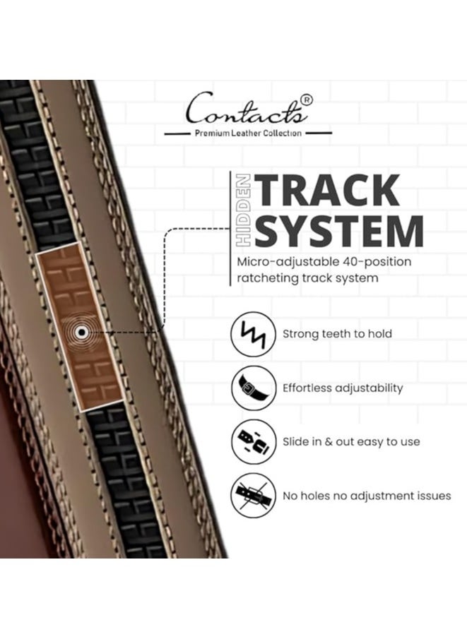 CONTACTS Genuine Leather Belt for Men with Easier Adjustable Autolock Buckle Micro Adjustable Belt Fit Everywhere  Formal and Casual  Elegant Gift Box  - Image 3