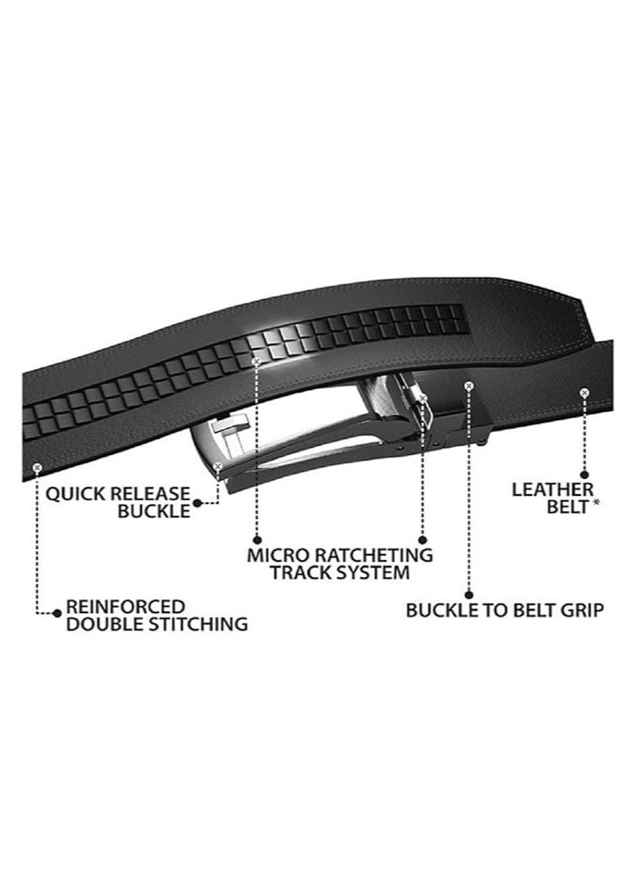 CONTACTS Genuine Leather Belt for Men with Easier Adjustable Autolock Buckle Micro Adjustable Belt Fit Everywhere  Formal and Casual  Elegant Gift Box  - Image 5