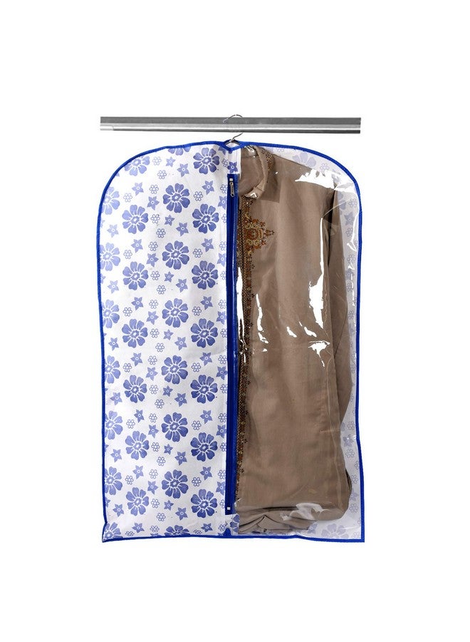 Kuber Industries Exclusive Flower Printed 3 Pieces Half Transparent Non Woven Men's Coat Blazer Cover (Blue) -CTLTC39460 - Image 4