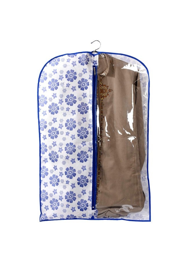 Kuber Industries Exclusive Flower Printed 3 Pieces Half Transparent Non Woven Men's Coat Blazer Cover (Blue) -CTLTC39460 - Image 3