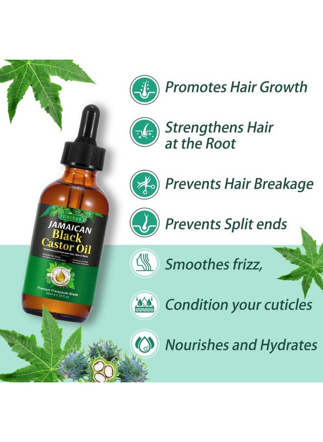 Frovetani - Jamaican Black Castor Oil, Organic Castor Oil for Hair Growth, Cold Press Unrefined, Thicker Eyelashes and Eyebrows, Massage Oil for Aromatherapy 60ML - Image 1