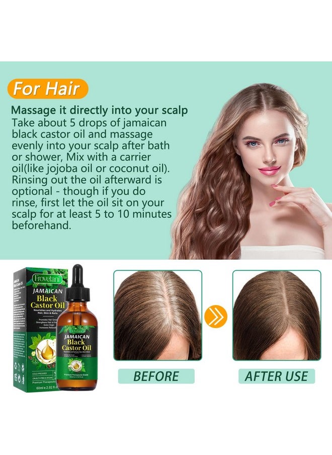Frovetani - Jamaican Black Castor Oil, Organic Castor Oil for Hair Growth, Cold Press Unrefined, Thicker Eyelashes and Eyebrows, Massage Oil for Aromatherapy 60ML - Image 1