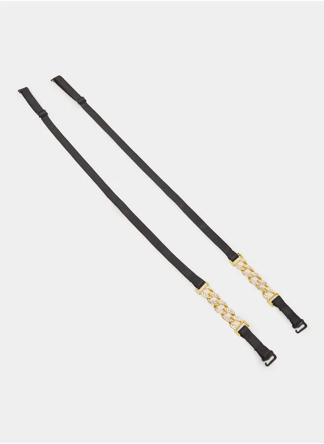 ستايلي Styli Rhinestone Chain Design Bra Straps