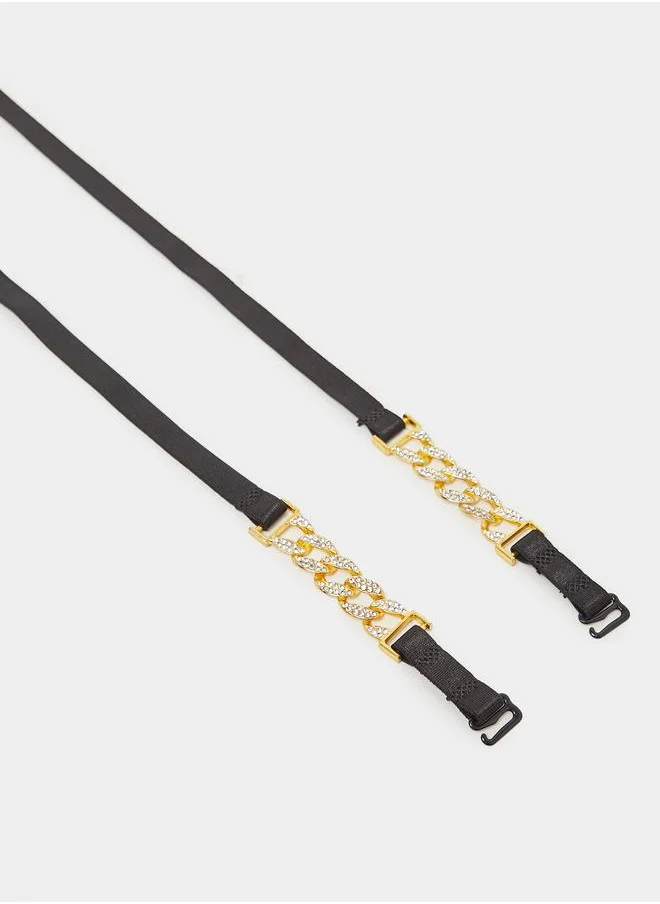 ستايلي Styli Rhinestone Chain Design Bra Straps
