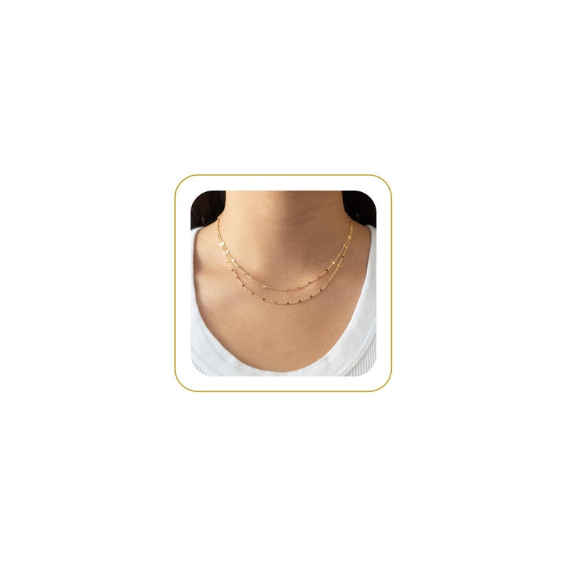 Tewiky Gold Necklace for Women, 14k Gold Plated Dot Choker Necklaces Layered Gold Necklaces for Women Trendy Dainty Gold Chain Necklace Aesthetic Gold Jewelry Gifts - Image 1